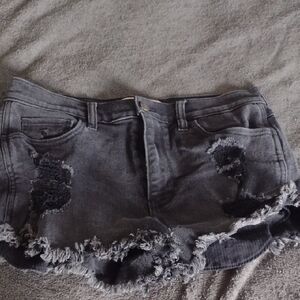 Hollister Gray Distressed Women Shorts